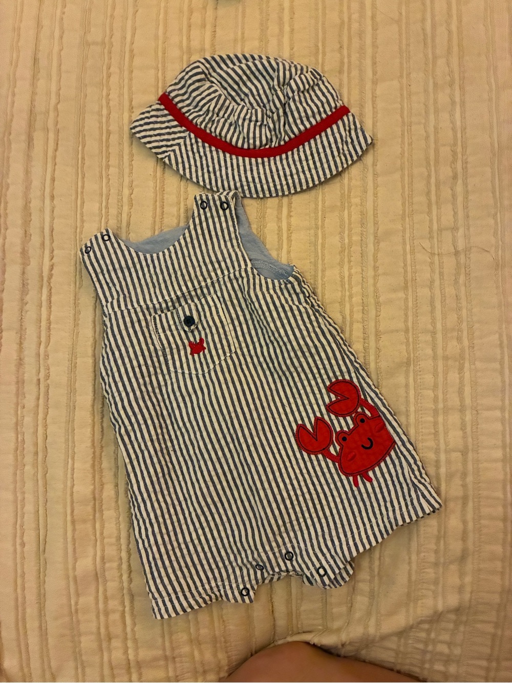 Little Me Beach Romper Outfit with Crab